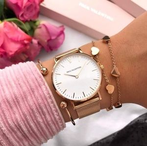Paul Valentine Rose Gold Mesh Watch NWOT
